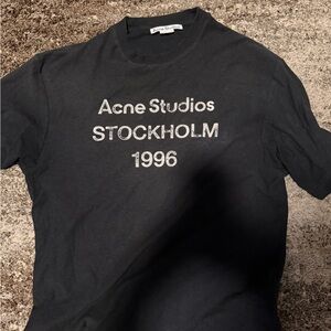 Acne Black Tee with White Stockholm 1996 Print